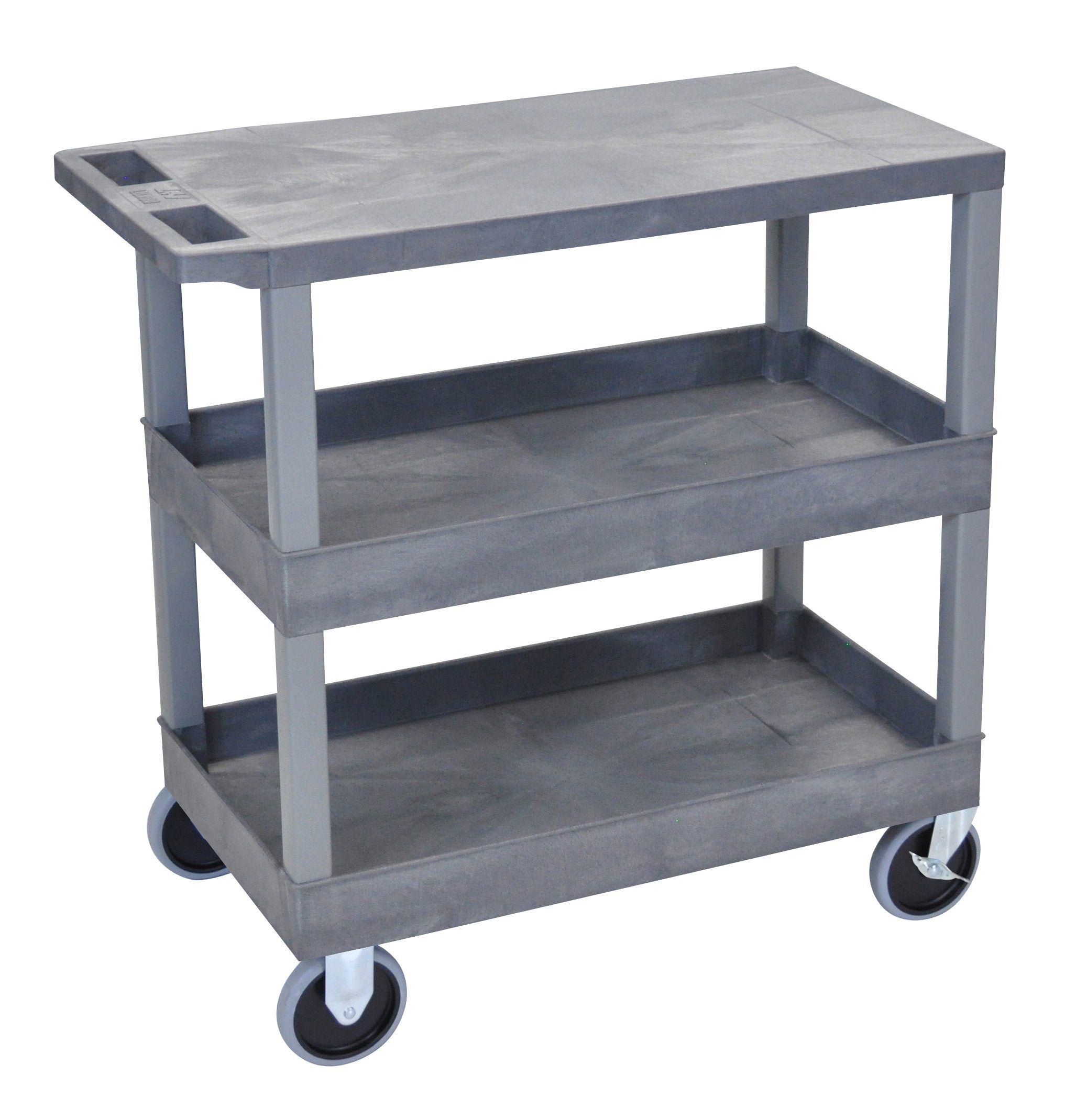 Luxor Gray EC211HD 18x32 Cart with 2 Tub/1 Flat Shelves