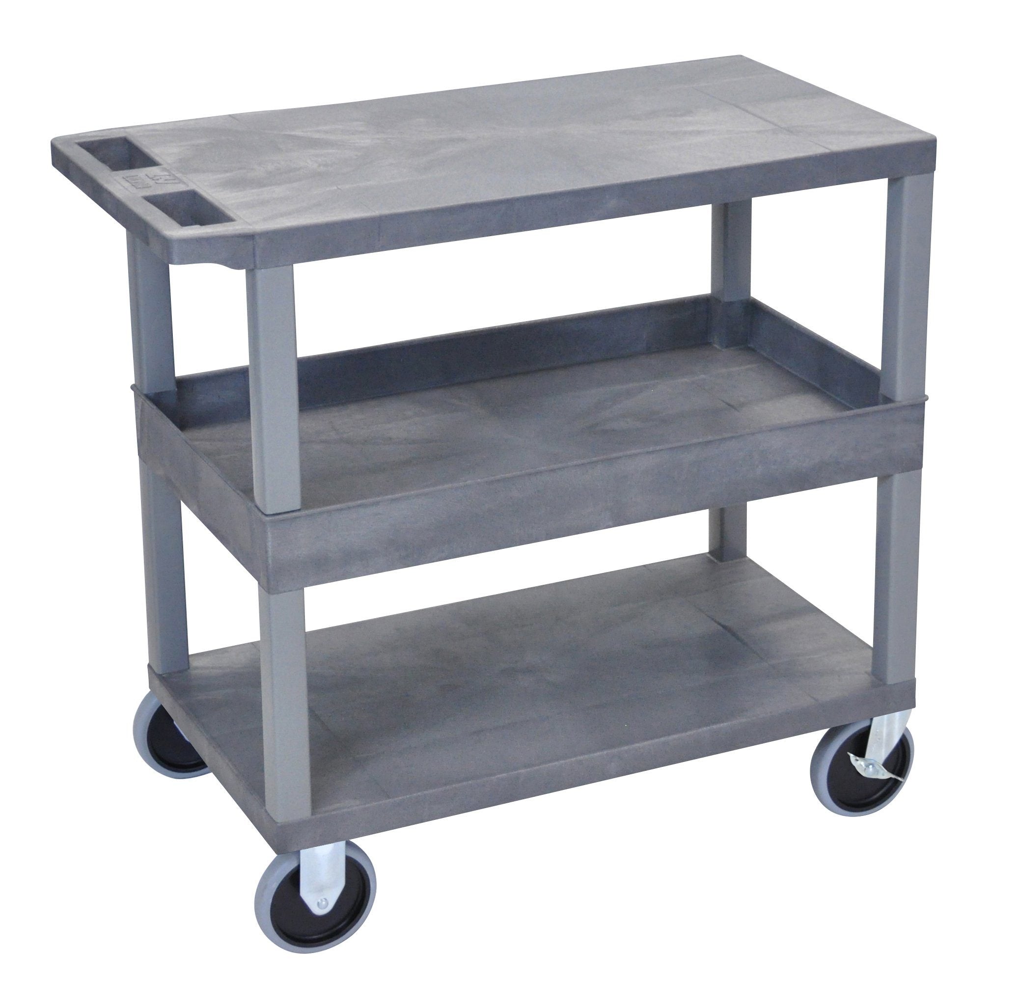 Luxor Gray EC212HD-G 18x32 Cart with 2 Flat/1Tub Shelves