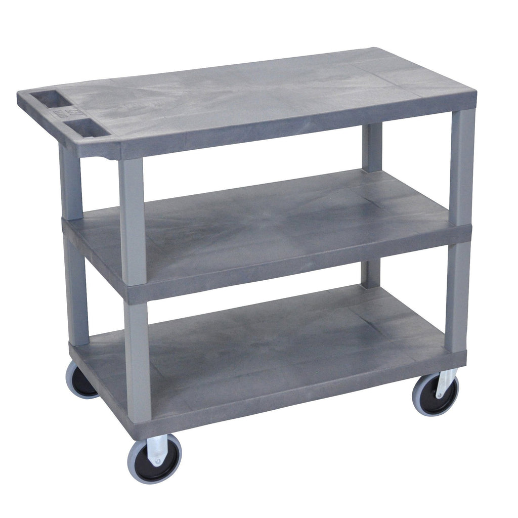 Luxor Gray EC222HD-G 18x32 Cart with 3 Flat Shelves