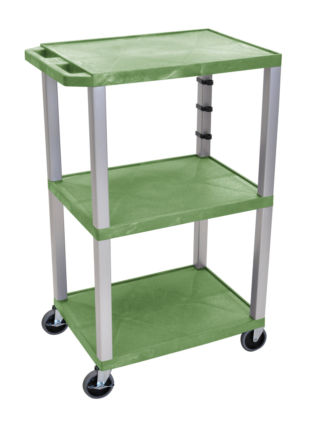 Luxor Gray Tuffy 3 Shelf 42’’ AV Cart W/ Black Legs Cabinet