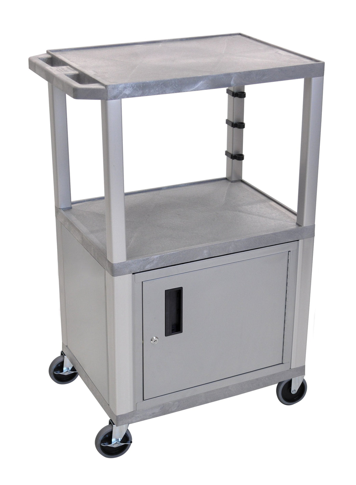 Luxor Gray Tuffy 3 Shelf 42’’ AV Cart w/ Black Legs &