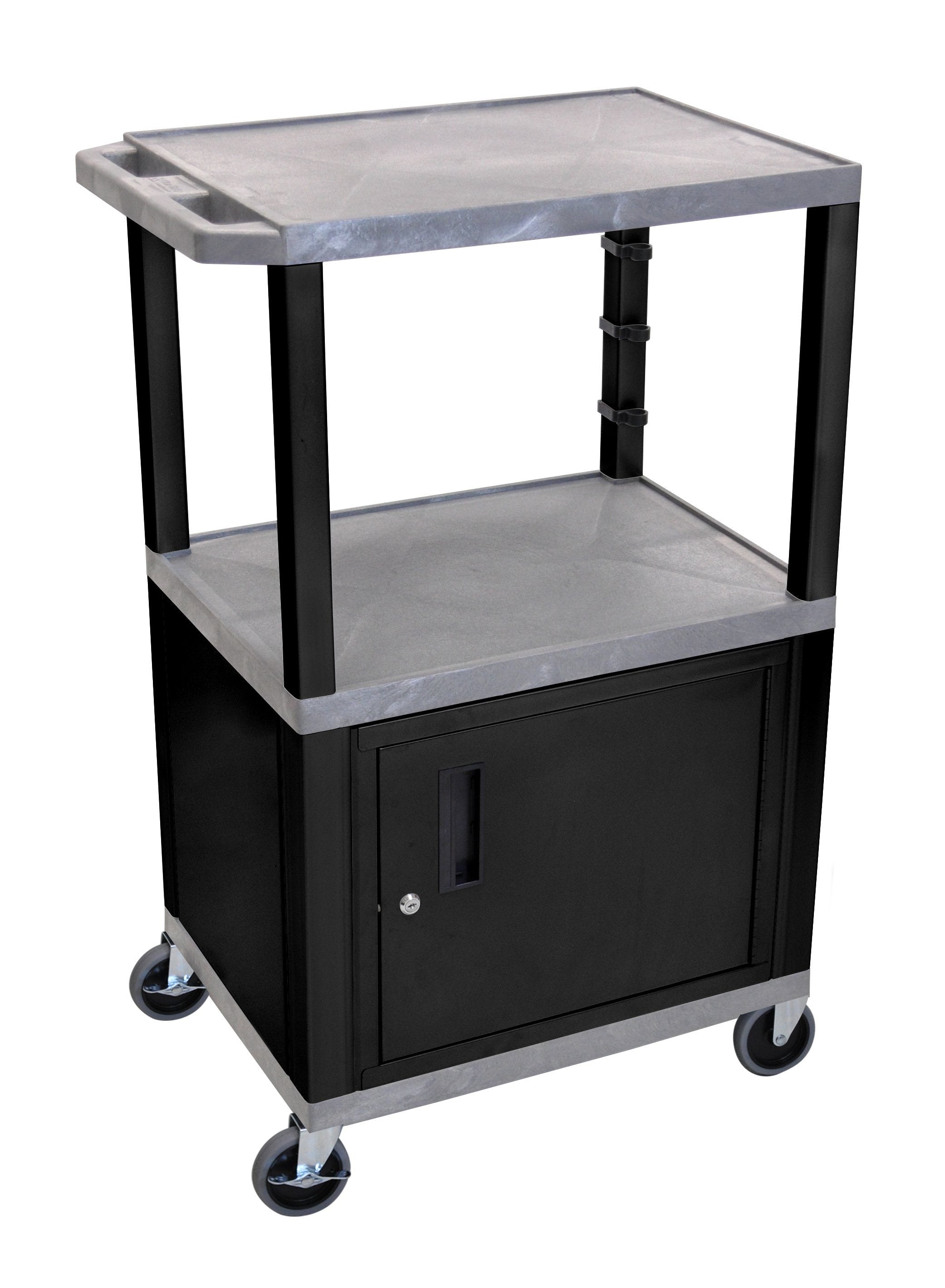 Luxor Gray Tuffy 3 Shelf 42’’ AV Cart W/ Nickel Legs
