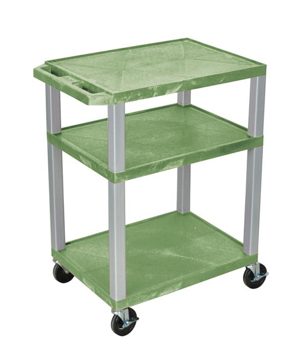 Luxor Green 3 Shelf Specialty Utility Cart