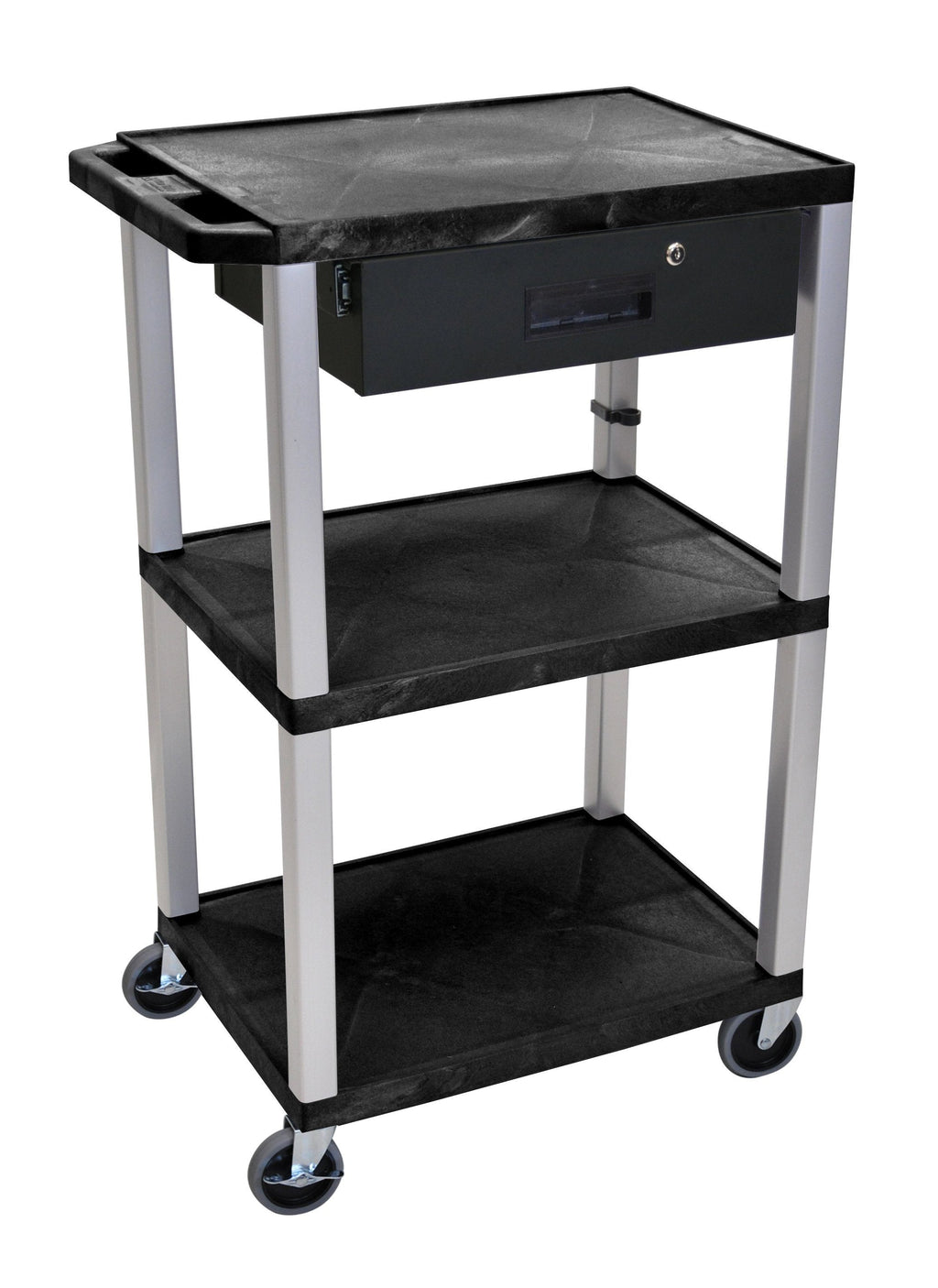 Luxor Green Tuffy 3 Shelf 42’’ AV Cart W/ Black Legs