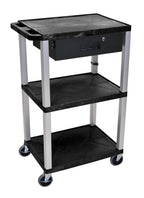 Luxor Green Tuffy 3 Shelf 42’’ AV Cart W/ Black Legs