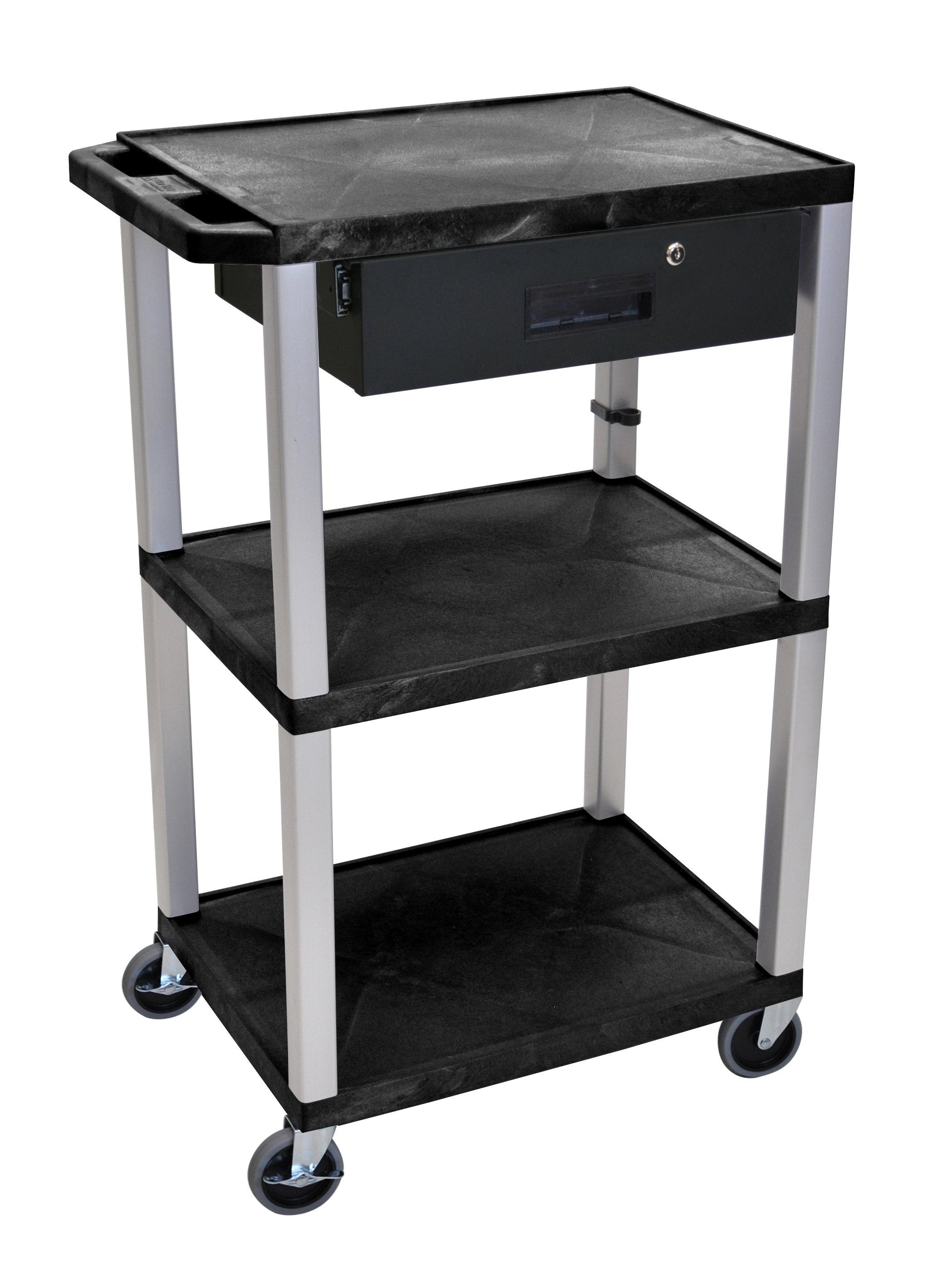 Luxor Green Tuffy 3 Shelf 42’’ AV Cart W/ Black Legs