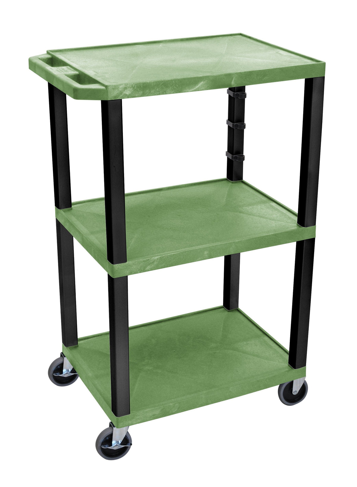 Luxor Green Tuffy 3 Shelf 42’’ AV Cart w/ Nickel Legs &