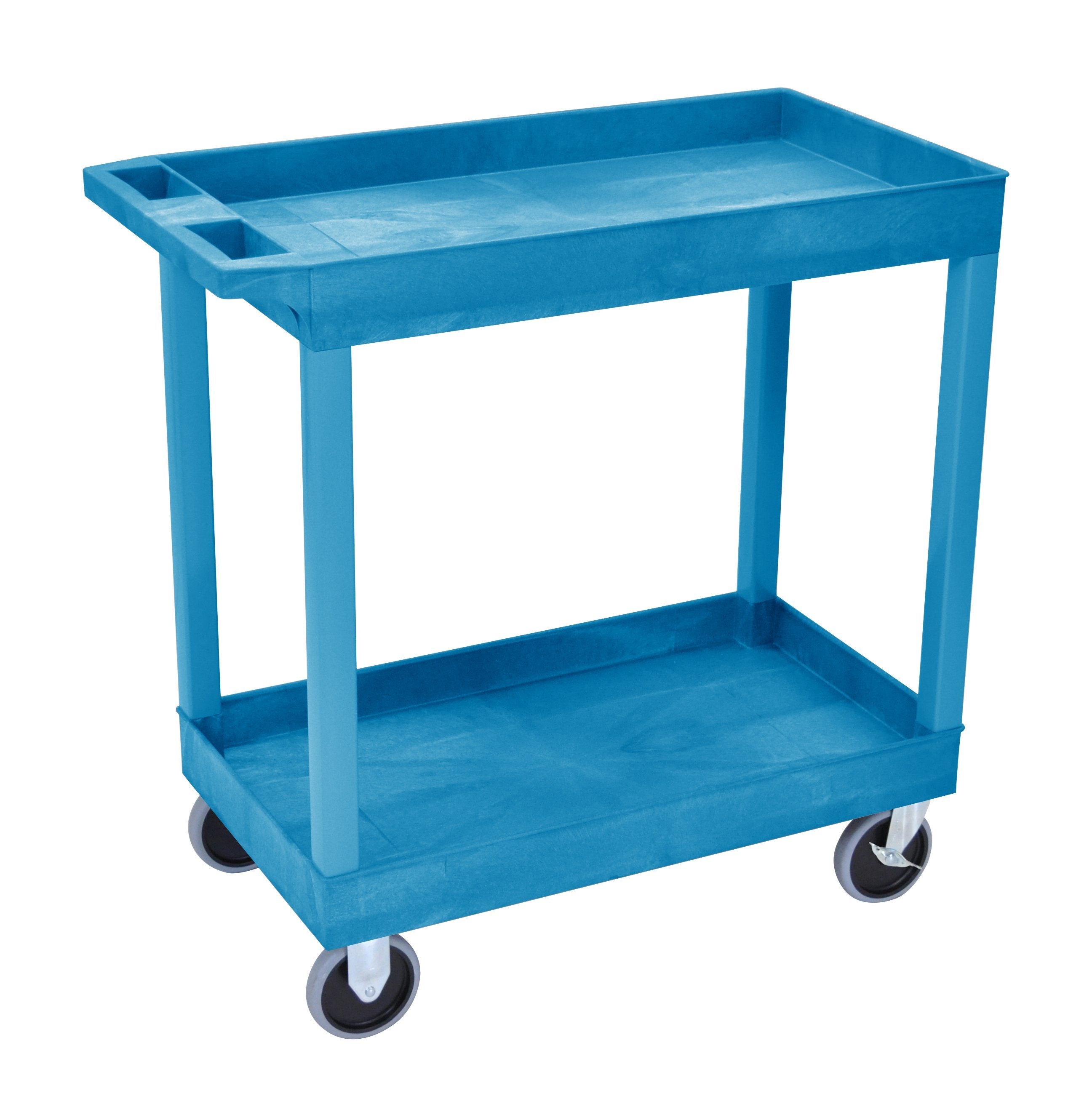 Luxor HD High Capacity 2 Tub Shelves Cart in Blue