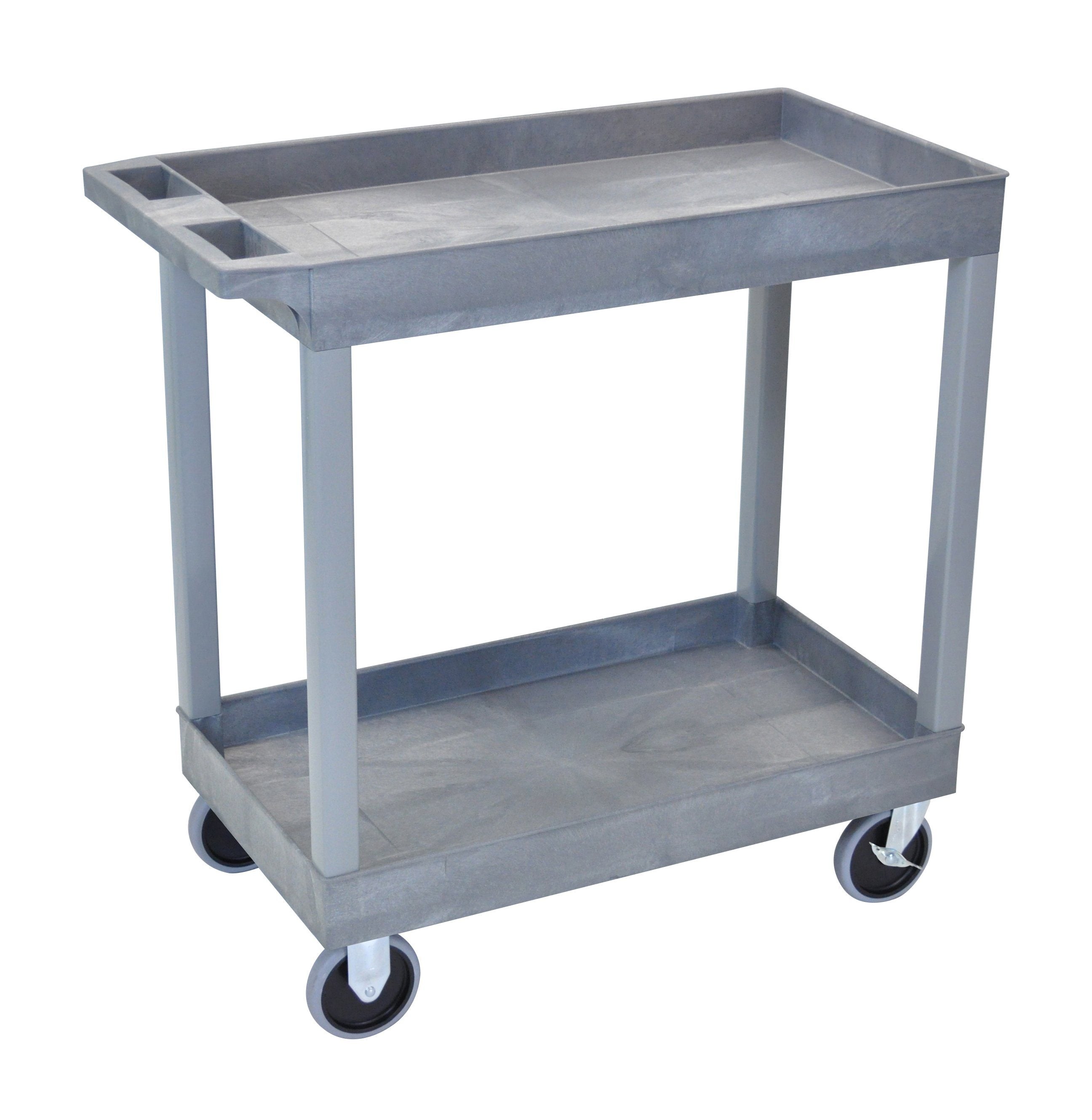 Luxor HD High Capacity 2 Tub Shelves Cart in Gray