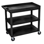 Luxor High Capacity 2 Flat and 1 Tub Shelf Cart in Black