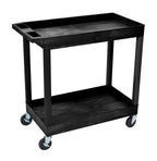 Luxor High Capacity 2 Tub Shelves Cart in Black