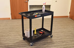 Luxor High Capacity 2 Tub Shelves Cart in Black