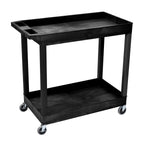 Luxor High Capacity 2 Tub Shelves Cart in Black