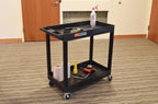 Luxor High Capacity 2 Tub Shelves Cart in Black