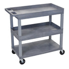 Luxor High Capacity 2 Tubs and 1 Flat Shelf Cart in Gray
