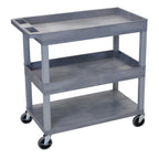 Luxor High Capacity 2 Tubs and 1 Flat Shelf Cart in Gray