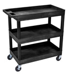 Luxor High Capacity 3 Tub Shelves Cart in Black