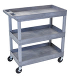 Luxor High Capacity 3 Tub Shelves Cart in Gray