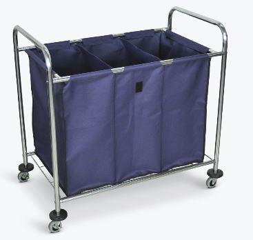 Luxor Industrial Laundry Cart W/ Steel Frame & Navy Canvas