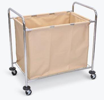 Luxor Laundry Cart W/ Steel Frame & Tan Canvas Bag