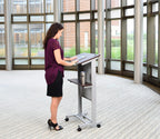 Luxor LX-ADJ-DW Adjustable Height Lectern Podium Mobile