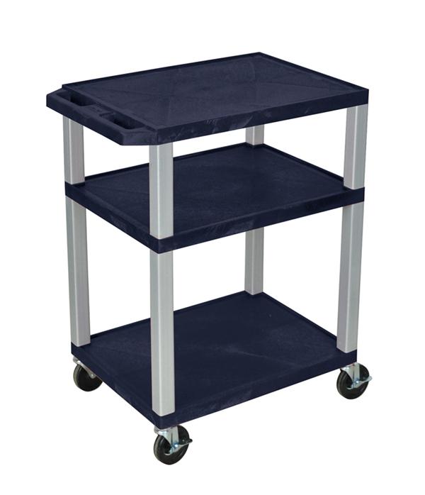 Luxor Navy Blue 3 Shelf Specialty Utility Cart
