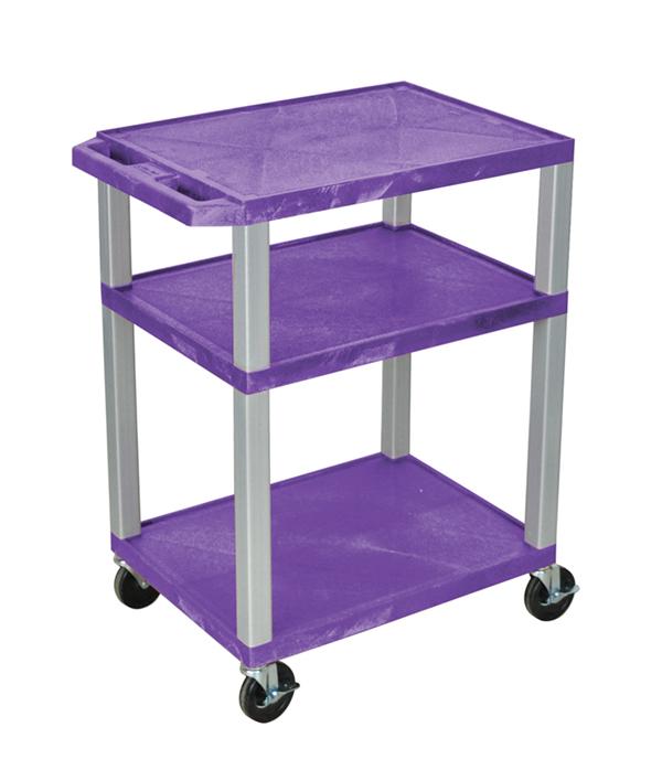 Luxor Purple 3 Shelf Specialty Utility Cart