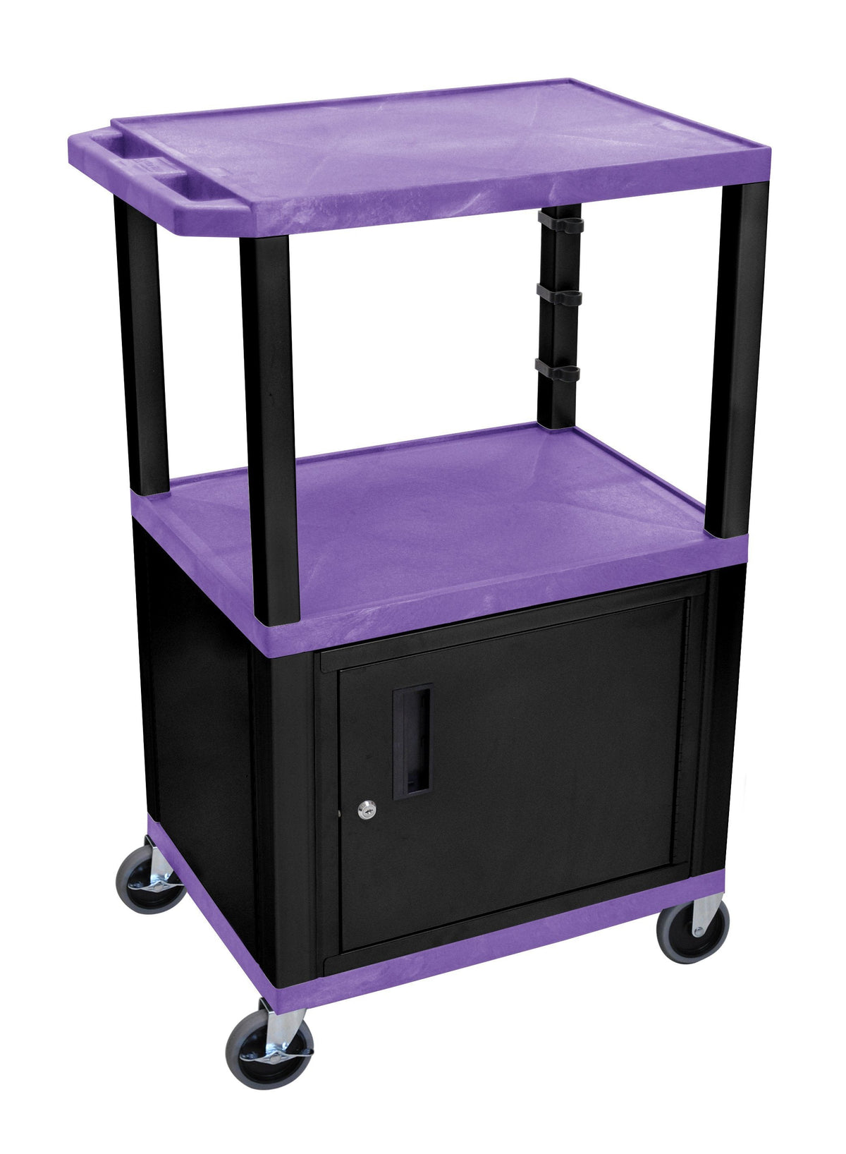 Luxor Purple Tuffy 3 Shelf 42’’ AV Cart W/ Nickel Legs