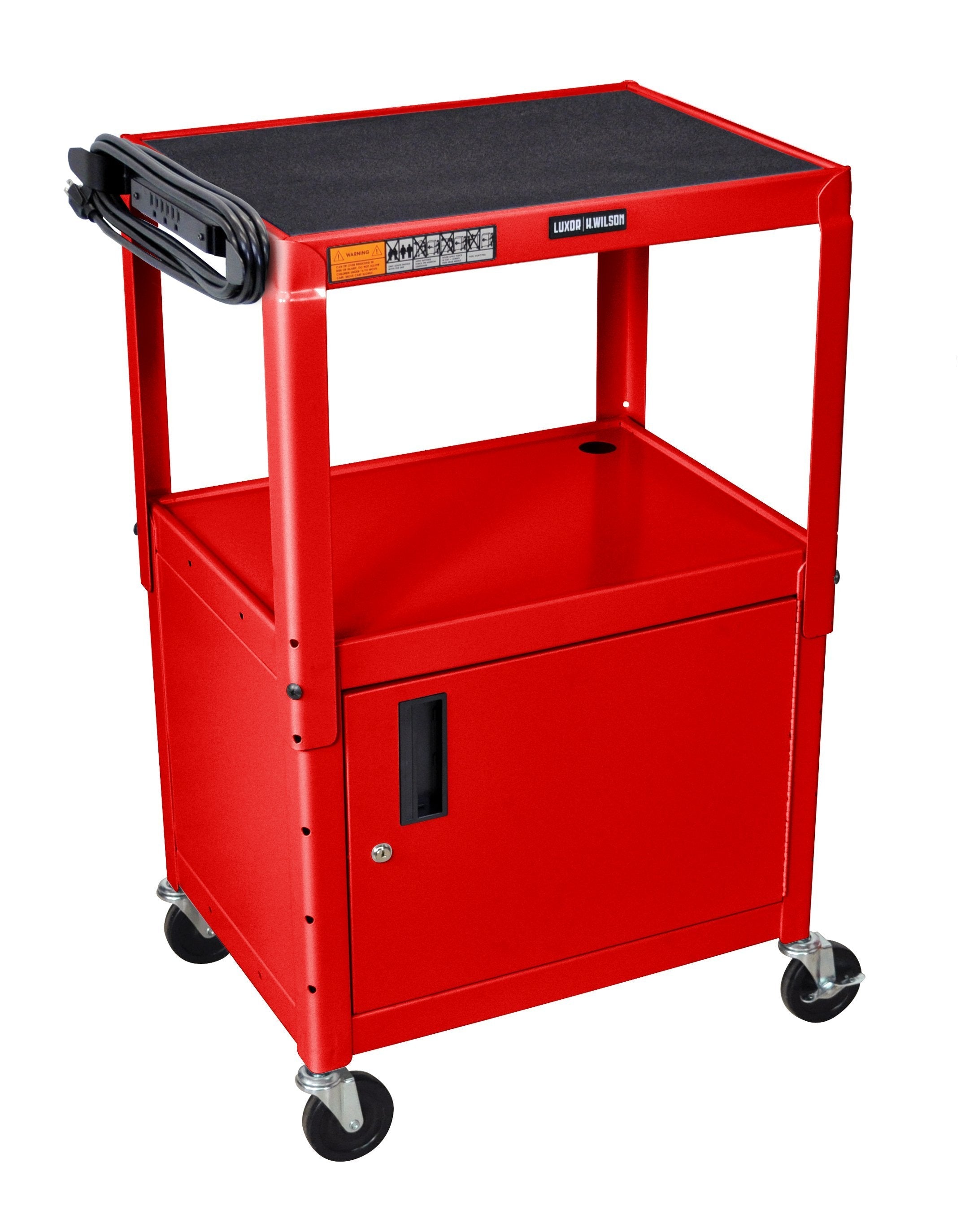 Luxor Red 42’’ Adj Height Cart w/ Cabinet