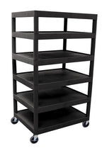 Luxor Six Flat Shelf Black Utility Cart