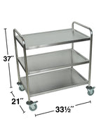 Luxor Stainless Steel 3 Shelf Cart