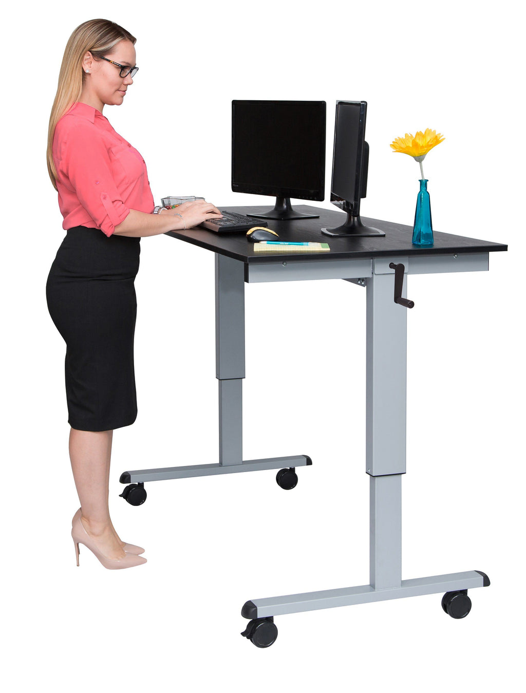 Luxor STANDCF60-AG/BO Crank Adjustable Stand Up Desk