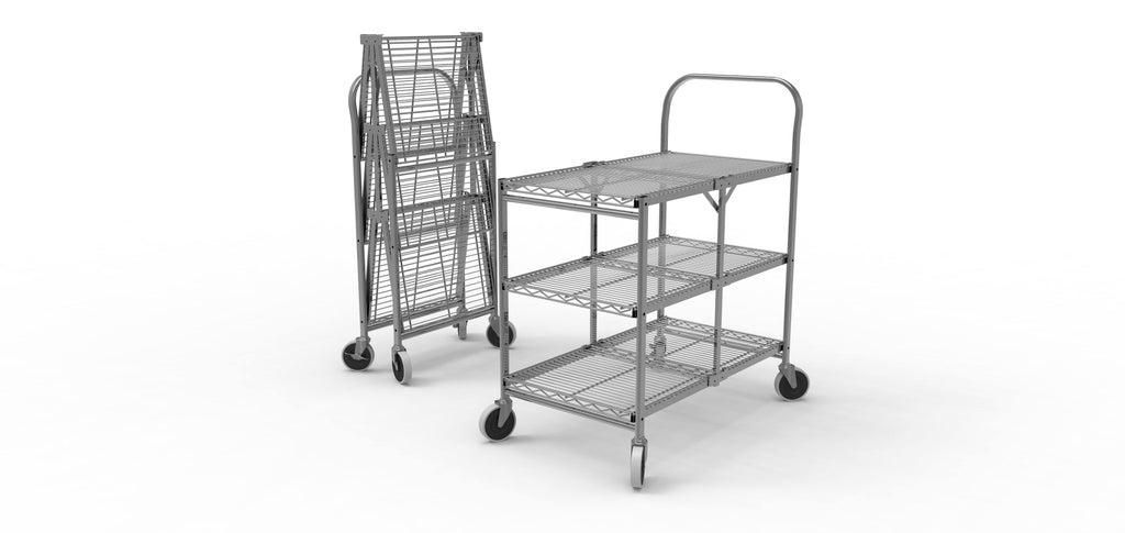 Luxor Three-Shelf Collapsible Wire Utility Cart