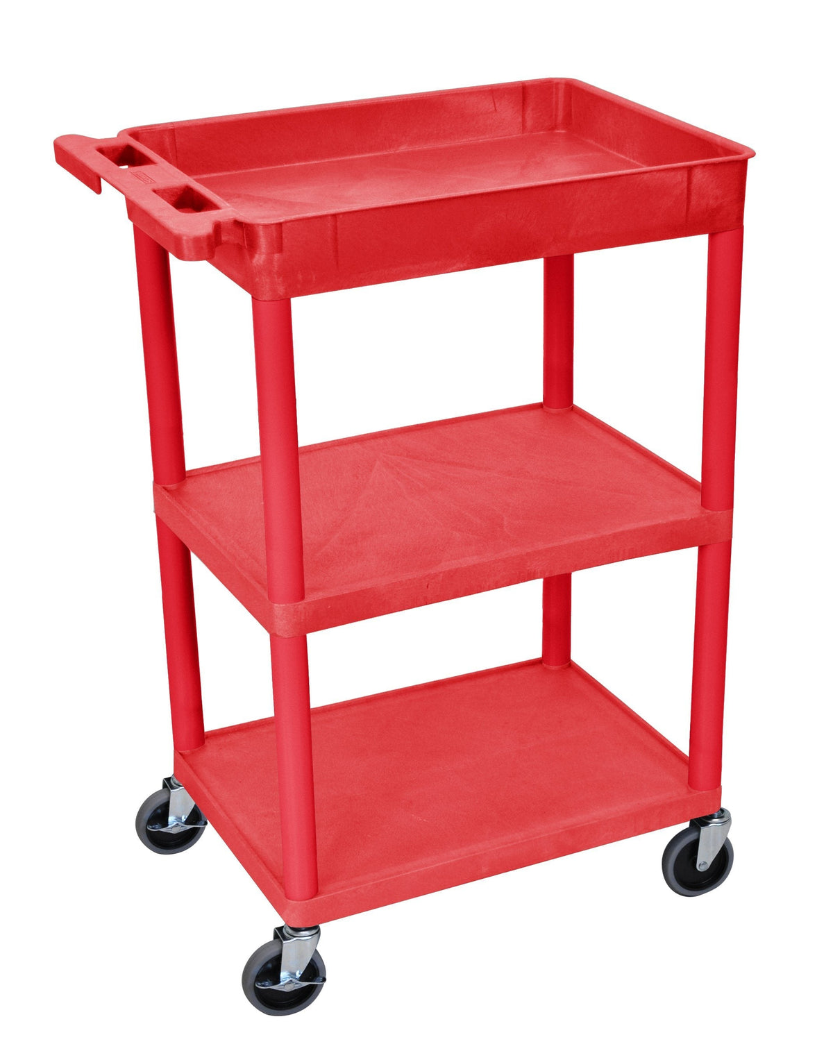 Luxor Tub Cart Red 1 Tub and 2 flat Shelves