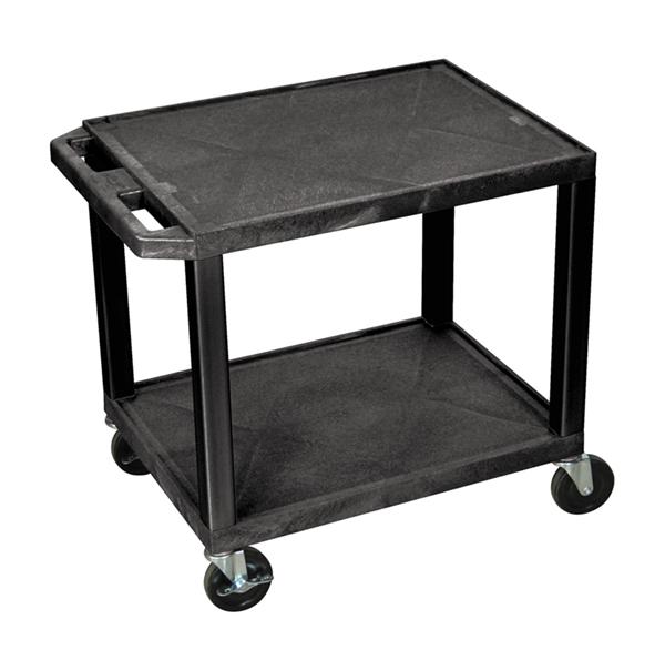 Luxor Tuffy Black 2 Shelf AV Cart w/ Electric