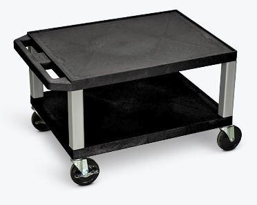 Luxor Tuffy Black 2 Shelf AV Cart w / Nickel Legs