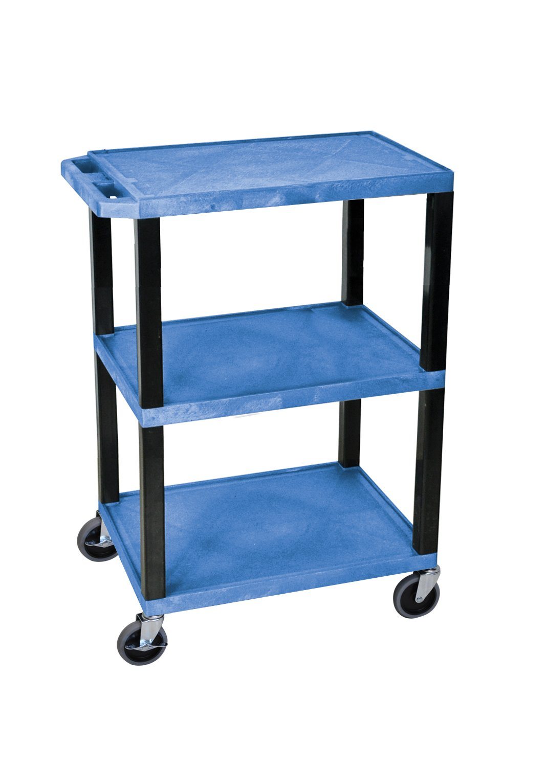 Luxor Tuffy Black 3 Shelf AV Cart W/ Cabinet and Electric