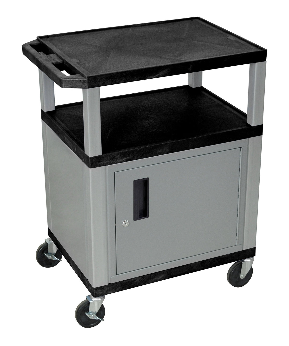 Luxor Tuffy Black 3 Shelf AV Cart w/ Electric