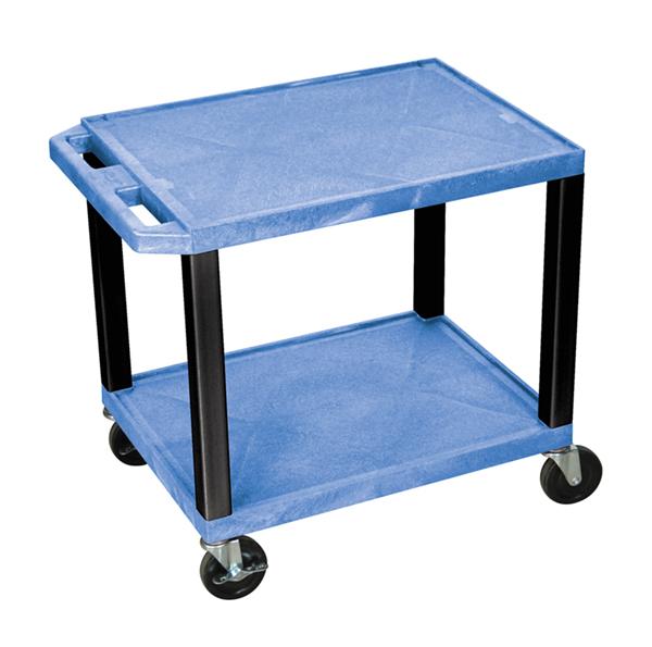 Luxor Tuffy Blue 2 Shelf AV Cart w/ Black Legs & Electric