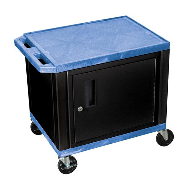 Luxor Tuffy Blue 2 Shelf AV Cart W/ Cabinet & Electric