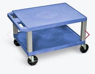 Luxor Tuffy Blue 2 Shelf AV Cart w/ Nickel Legs and Electric