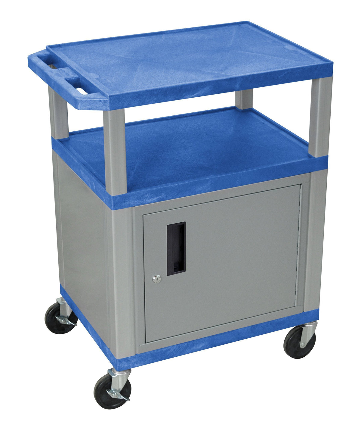 Luxor Tuffy Blue 3 Shelf AV Cart w/ Black Legs & Electric