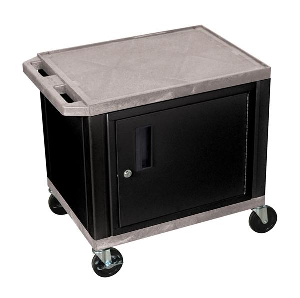 Luxor Tuffy Gray 2 Shelf AV Cart W/ Black Cabinet & Electric
