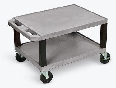 Luxor Tuffy Gray 2 Shelf AV Cart w/ Black Legs & Electric