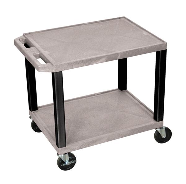 Luxor Tuffy Gray 2 Shelf AV Cart w/ Black Legs & Electric