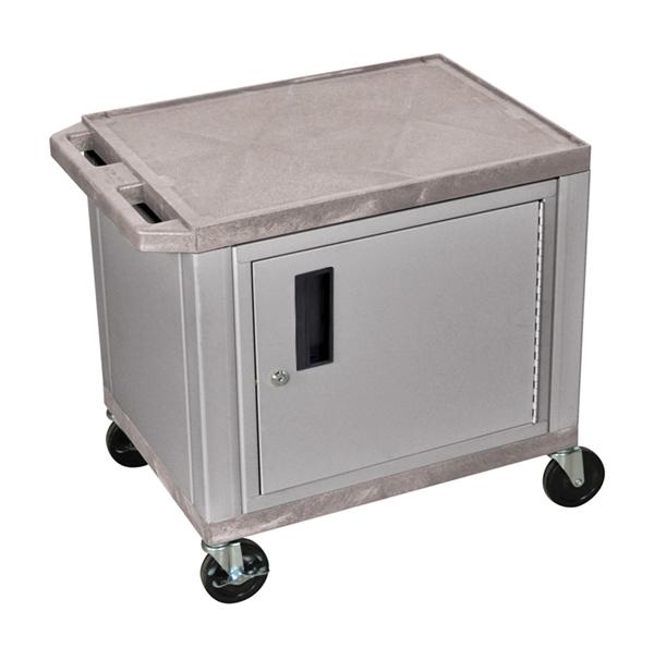 Luxor Tuffy Gray 2 Shelf AV Cart W/ Nickel Legs Cabinet &