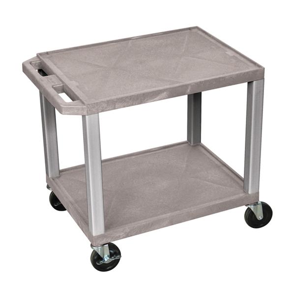 Luxor Tuffy Gray 2 Shelf AV Cart w/ Nickel Legs & Electric