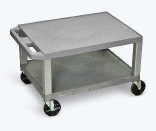 Luxor Tuffy Gray 2 Shelf AV Cart w Nickel Legs & Electric