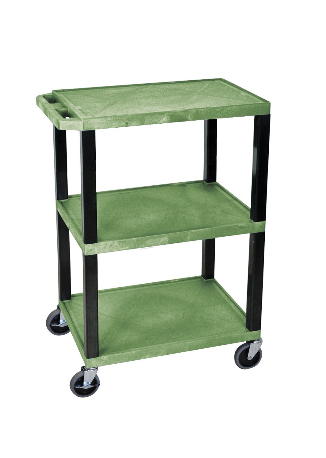 Luxor Tuffy Gray 3 Shelf AV Cart W/ Black Legs Cabinet