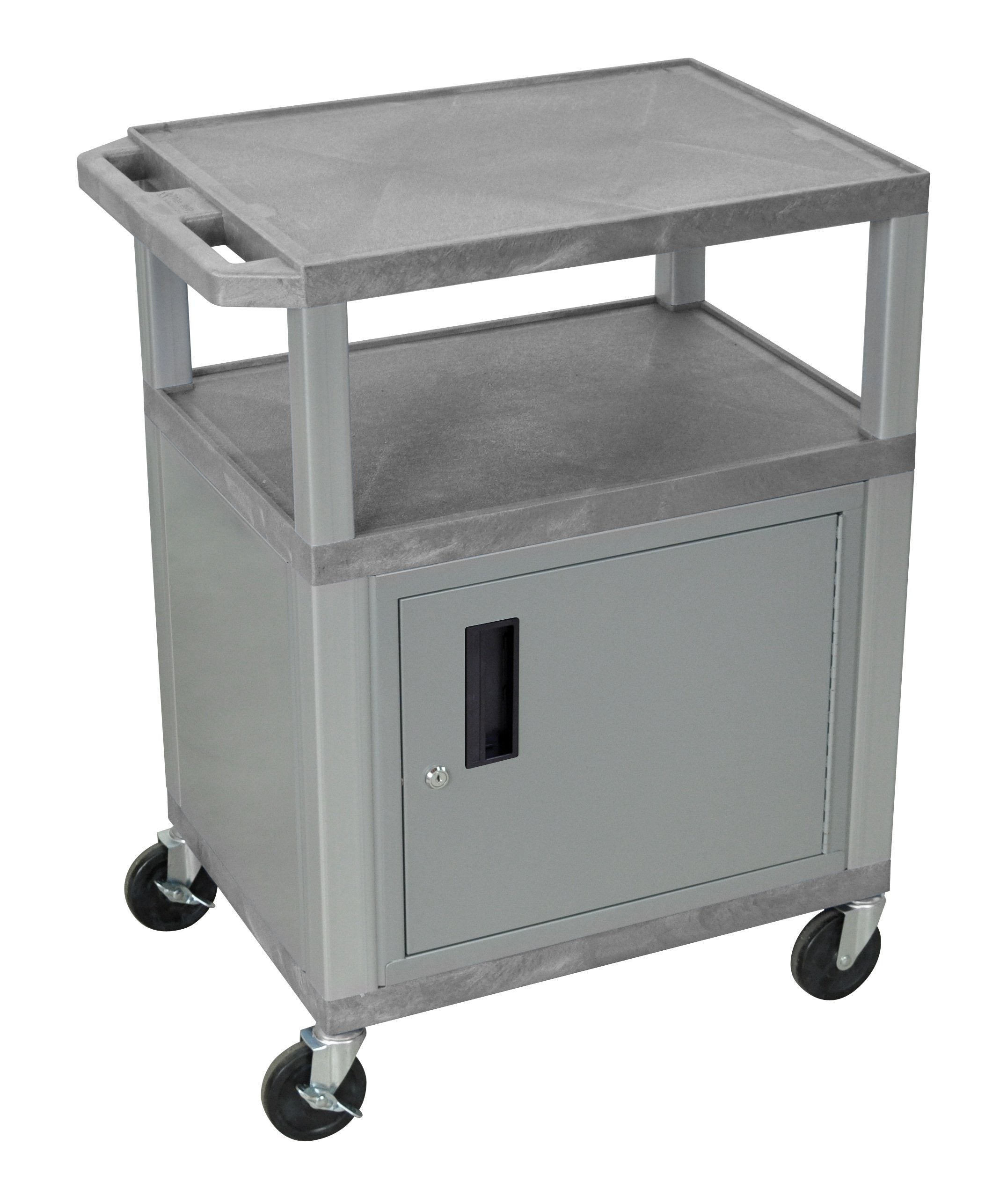Luxor Tuffy Gray 3 Shelf AV Cart w/ Black Legs & Electric